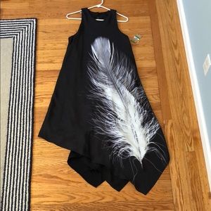 Graphic Feather print dress, New